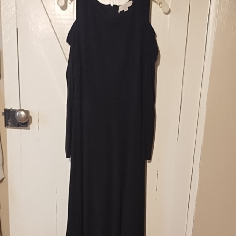 Loft EUC Elegant Black Cold Shoulder Long Sleeve Dress Size 4.